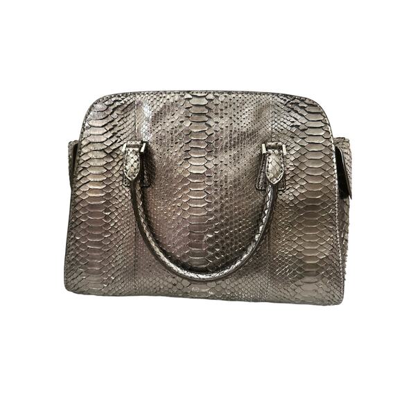 Michael Kors Runway Collection Gia Satchel Python Handbag Purse - Anthracite - Picture 2 of 13